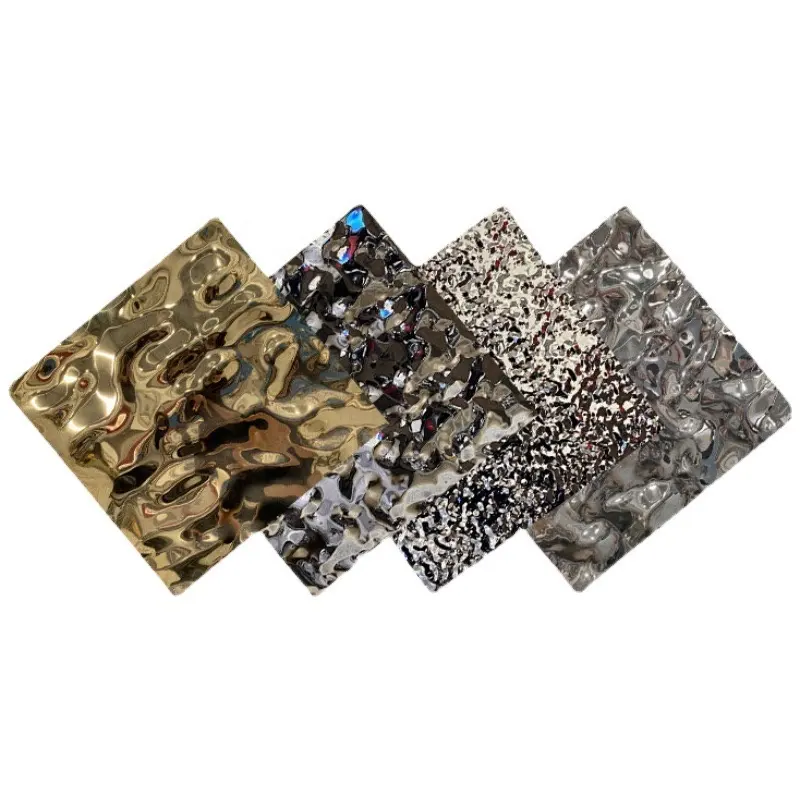Decor 3D Wall Panel Mirror Water Ripple Stamped Finished Stainless Steel Color Wall Water Ripple Panel Stainless Steel Sheet