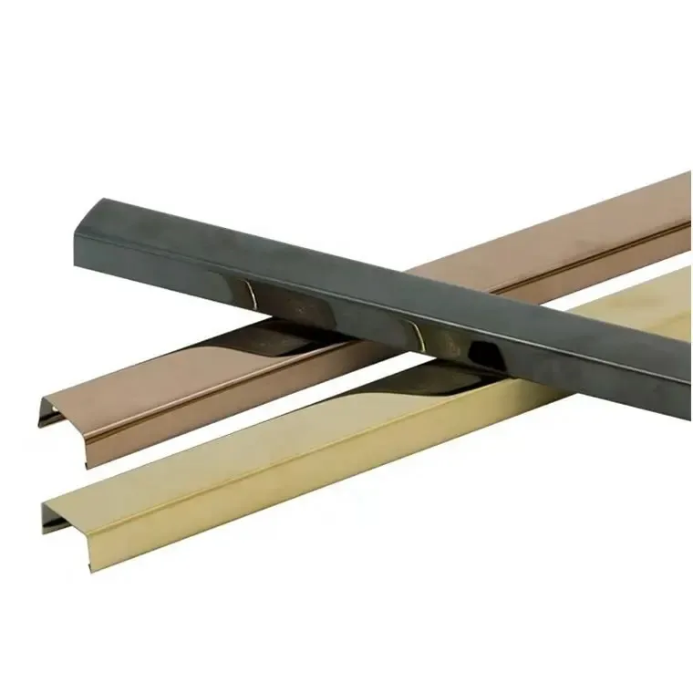 Stainless Steel U-Shape 201 304 0.6 Mm Mirror Polish Gold Plated T-Shape Tile Edge Trim